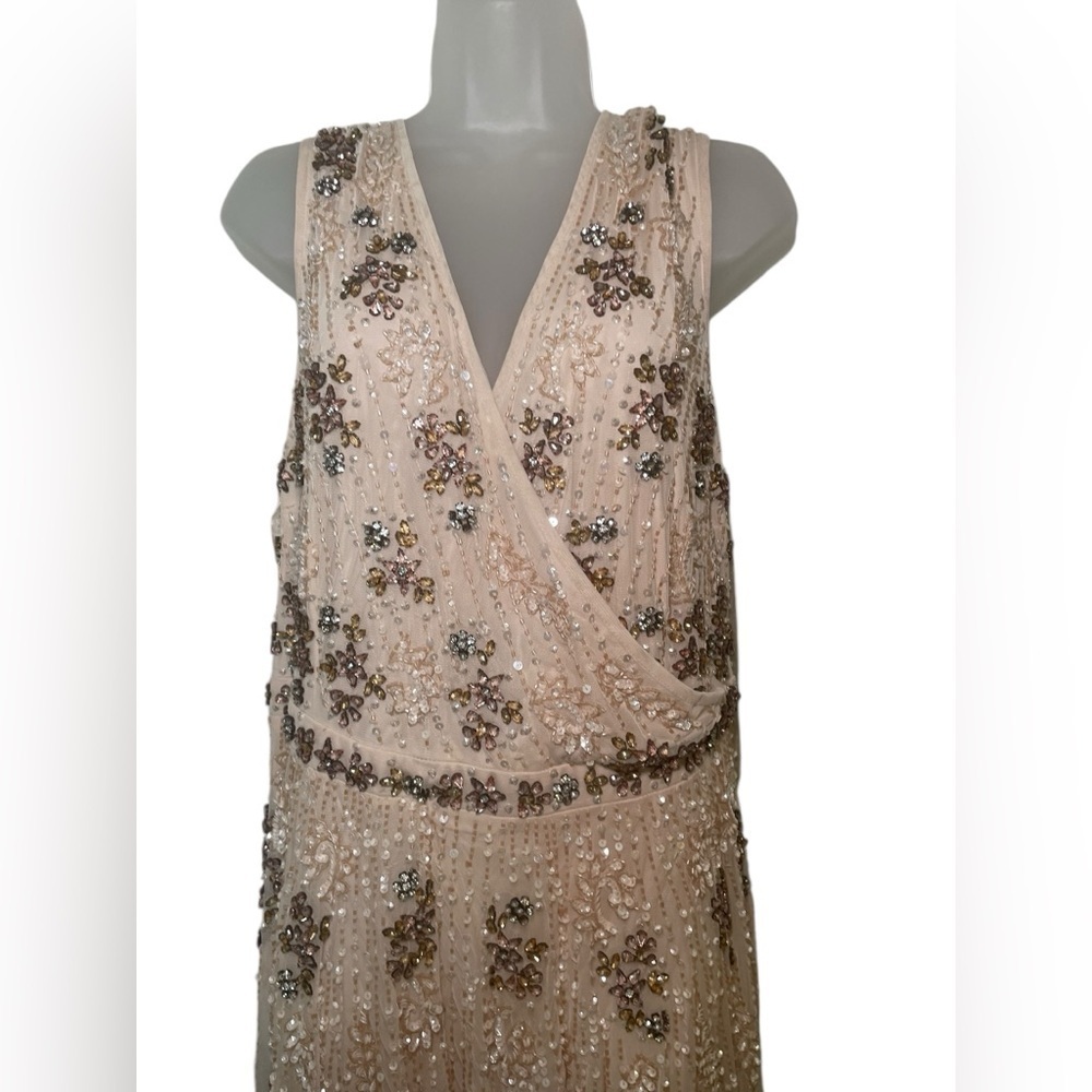 Mac Duggal New 93575 Sleeveless Blush Embellished Evening Gown Size 18 - Picture 5 of 8